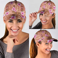 Orange Hawaii Hibiscus With Tropical Flowers Motifs Classic Cap - Polynesian Pride