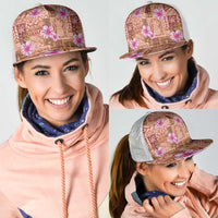 Orange Hawaii Hibiscus With Tropical Flowers Motifs Mesh Trucker Cap LT14 - Polynesian Pride
