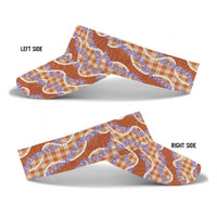 Orange Hawaii Palaka Honohono Pikake Sun Visor Cap Hawaiian Orchid Lei Polynesian Pattern