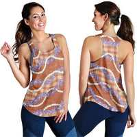 Orange Hawaii Palaka Honohono Pikake Women Racerback Tank Hawaiian Orchid Lei Polynesian Pattern - Polynesian Pride