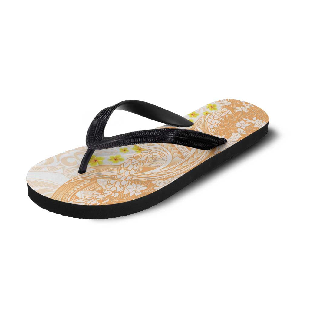 Orange Hawaii Shark Tattoo Flip Flops Puakenikeni Lei Plumeria Polynesian Pattern