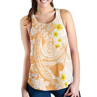 Orange Hawaii Shark Tattoo Women Racerback Tank Puakenikeni Lei Plumeria Polynesian Pattern