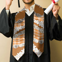 Orange Hawaii Tiare and Shell Lei Graduation Stole Hawaiian Palaka Luxury Vibes LT14
