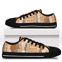 Orange Hawaii Tiare and Shell Lei Low Top Shoes Hawaiian Palaka Luxury Vibes LT14 - Polynesian Pride