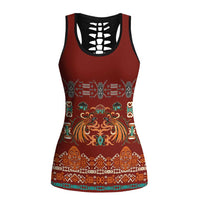 Oxblood Batik Papua-inspired Pattern Hollow Tank Top - Polynesian Pride