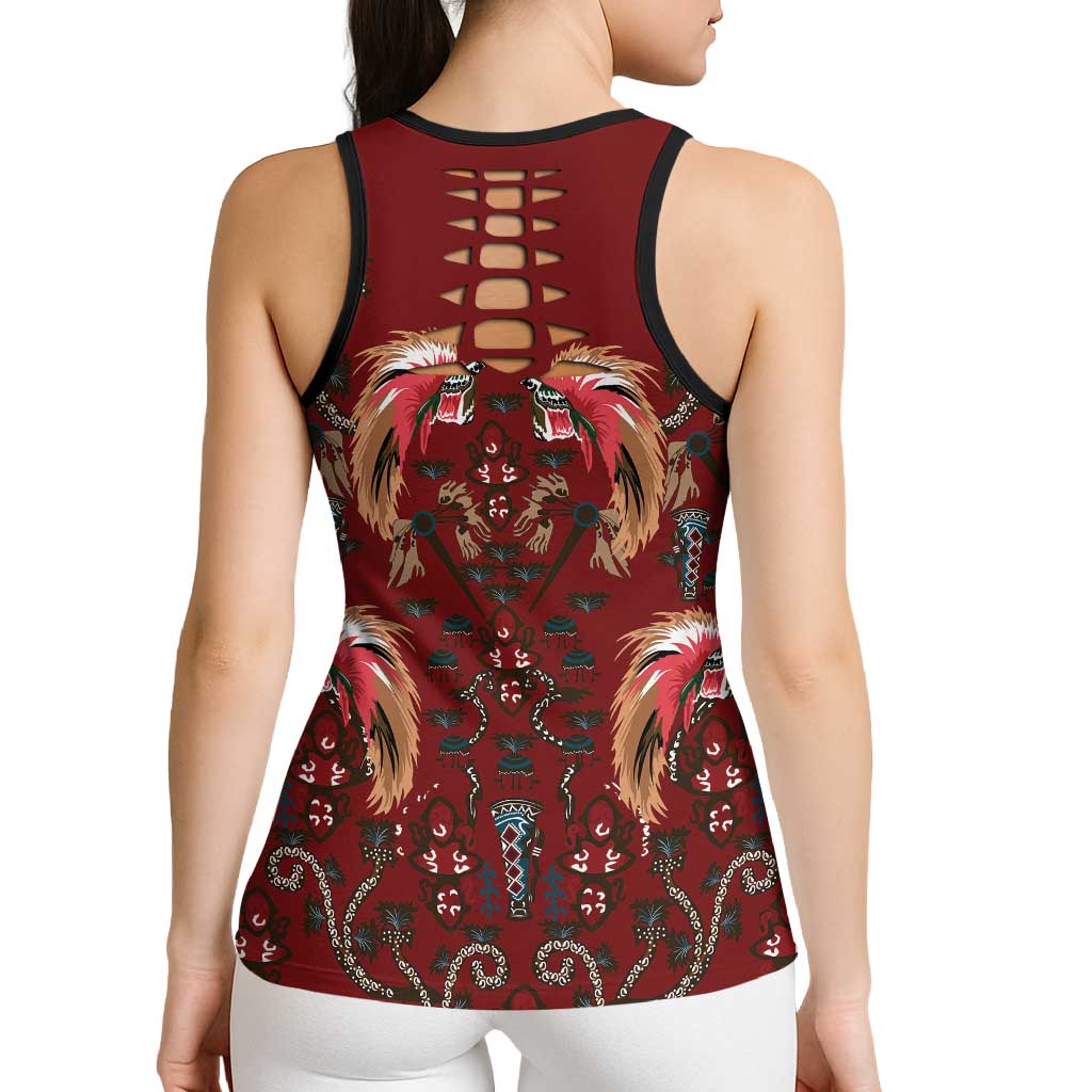 Oxblood Bird of Batik Papua Hollow Tank Top Exotic Natural Wealth of Papua LT9 - Polynesian Pride