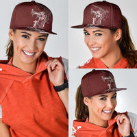 Oxblood Hawaii Snapback Cap Hammerhead Shark Tattoo Curve Polynesian - Polynesian Pride