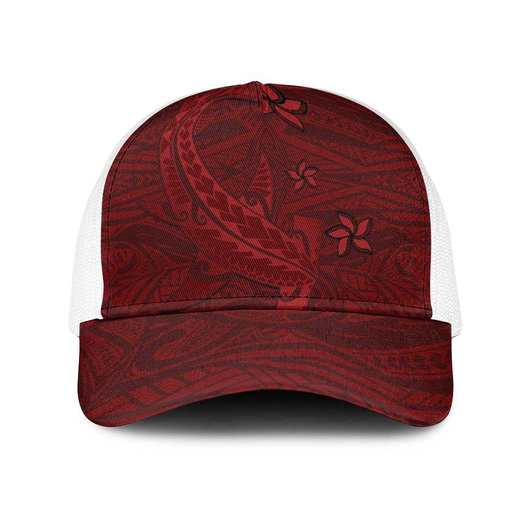Oxblood Polynesia Mesh Trucker Cap Hawaiian Tribal Hammerhead Shark Tattoo - Polynesian Pride