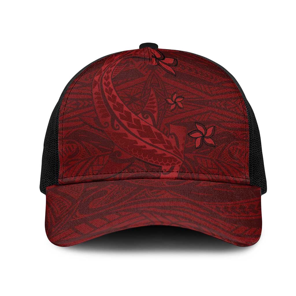 Oxblood Polynesia Mesh Trucker Cap Hawaiian Tribal Hammerhead Shark Tattoo - Polynesian Pride