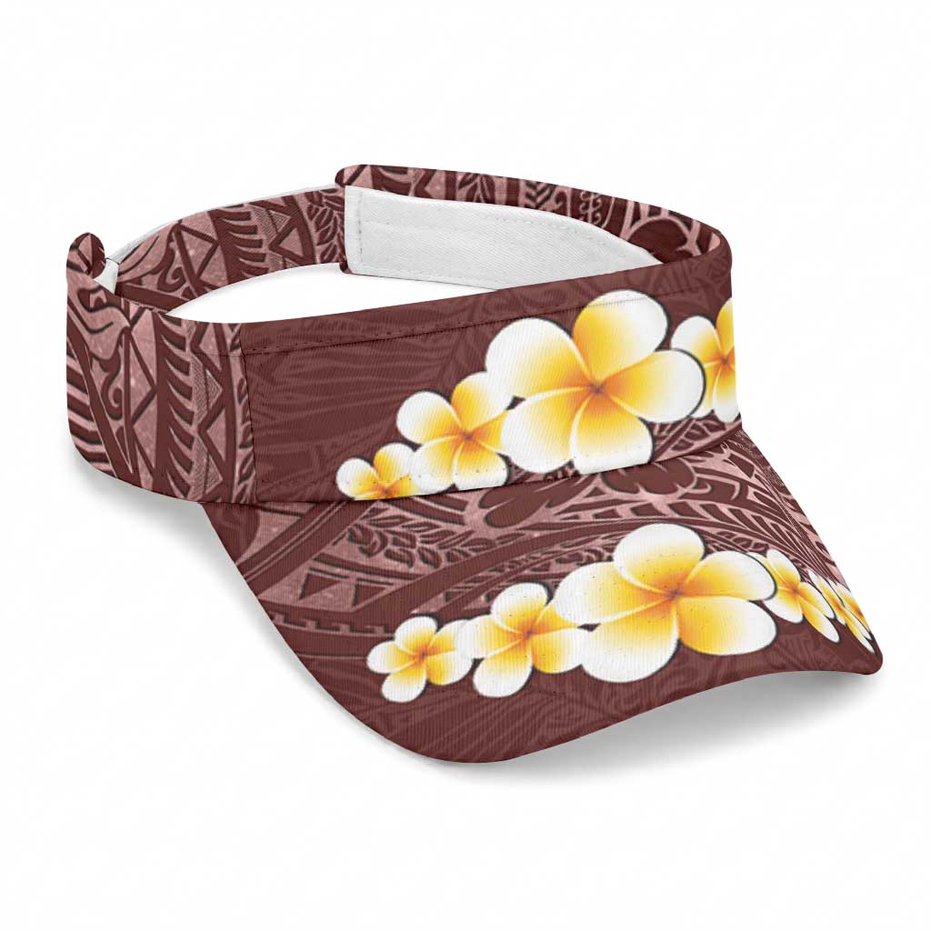 Oxblood Tropical Plumeria With Galaxy Polynesian Art Sun Visor Cap