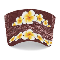 Oxblood Tropical Plumeria With Galaxy Polynesian Art Sun Visor Cap