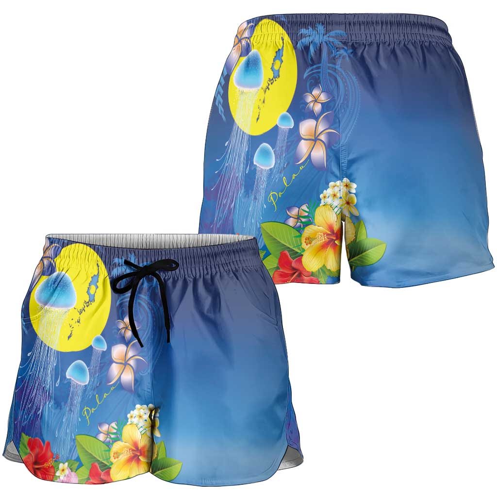 Palau Jellyfish Shorts for Women Ocean Heritage Tropical Plants LT03 - Polynesian Pride