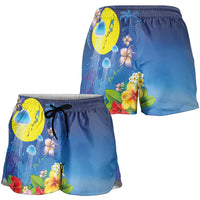 Palau Jellyfish Shorts for Women Ocean Heritage Tropical Plants LT03 - Polynesian Pride