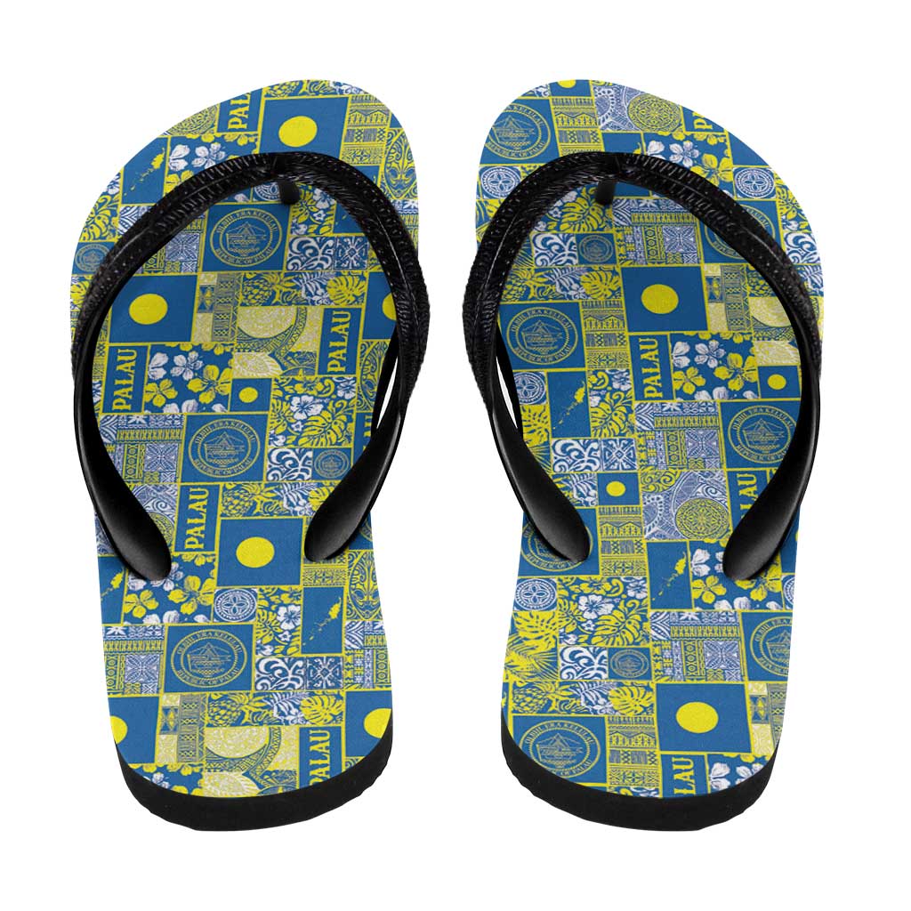 Palau Ungil Kurismas Flip Flops Pacific Patchwork Xmas Vibes - Polynesian Pride