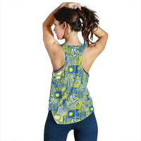 Palau Ungil Kurismas Women Racerback Tank Pacific Patchwork Xmas Vibes - Polynesian Pride