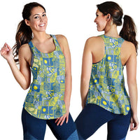 Palau Ungil Kurismas Women Racerback Tank Pacific Patchwork Xmas Vibes - Polynesian Pride