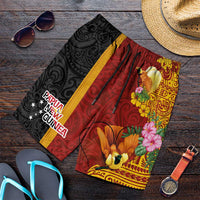 Papua New Guinea Shorts for Men Birds-of-Paradise Melanesian Tattoos Tropical Plants