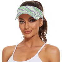 Pastel Green Hawaii Palaka Honohono Pikake Sun Visor Cap Hawaiian Orchid Lei Polynesian Pattern