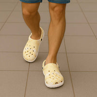 Pastel Yellow Mermaid Puakenikeni Maile Lei Clogs Shoes