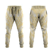 Pastel Yellow Mermaid Puakenikeni Maile Lei Jogger Pants