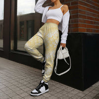 Pastel Yellow Mermaid Puakenikeni Maile Lei Jogger Pants