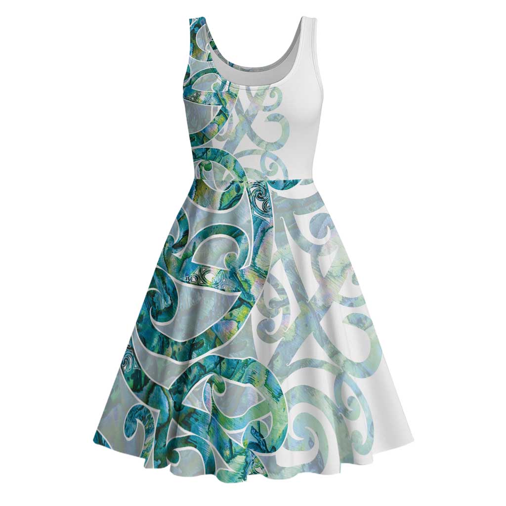 Paua Shell Maori Midi Dress Koru Kowhaiwhai