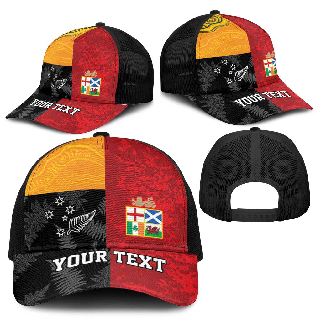 Personalised British Lions-AUNZ Baseball Net Cap Australia-New Zealand Indigenous Motif - Polynesian Pride