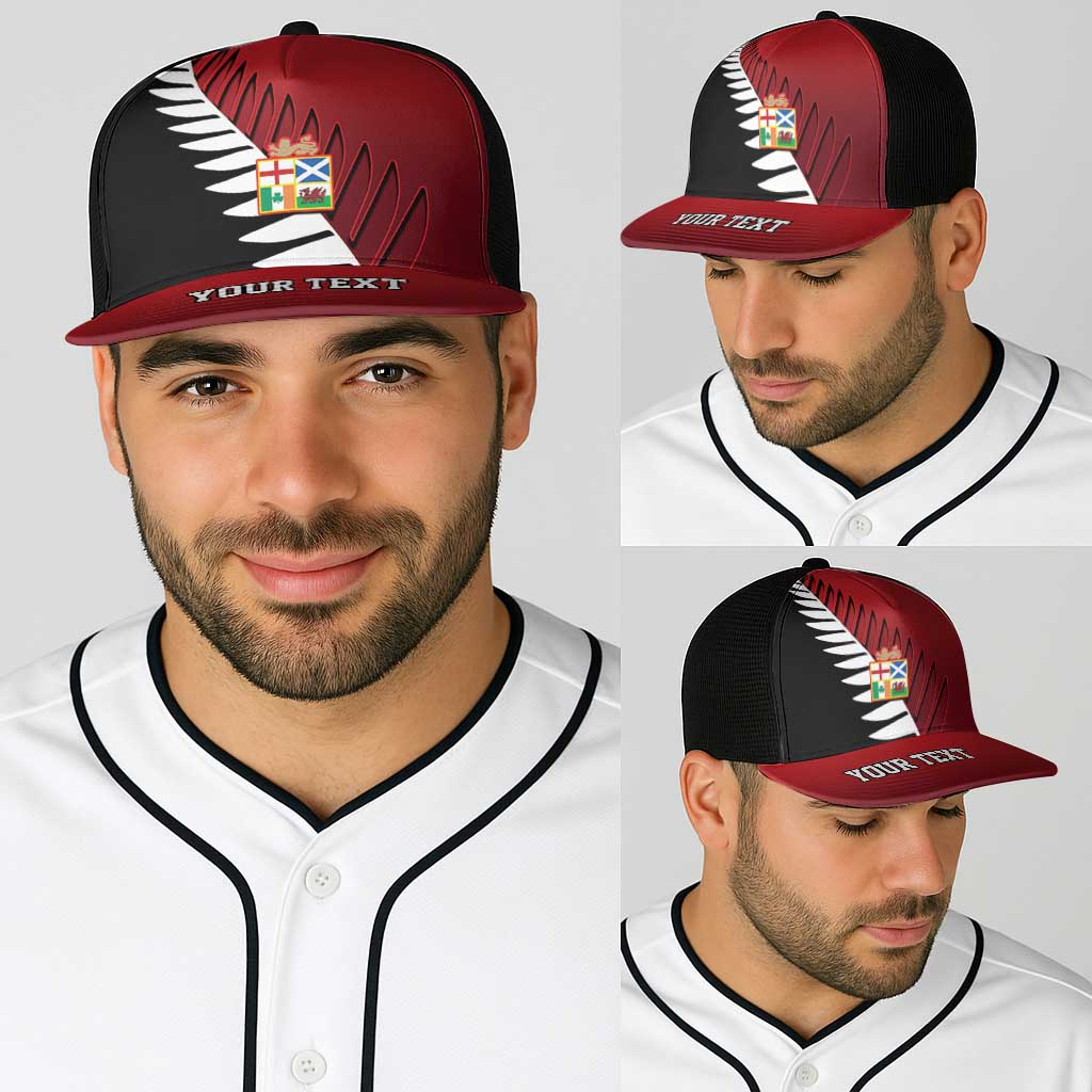 Personalised British Lions New Zealand Baseball Net Cap Half Black Fern LT9 - Polynesian Pride