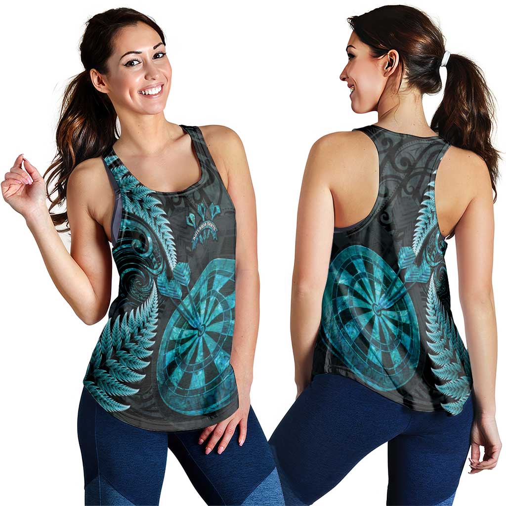New Zealand Darts Women Racerback Tank Happiness Is A Tight Threesome Maori Paua Shell LT14