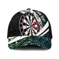 Personalized NZ Darts Mesh Trucker Cap Paua Shell Maori Koru Whakairo - Polynesian Pride