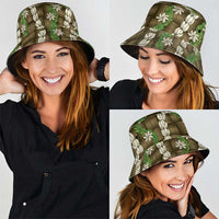 Pikake Maile Tiare Lei Bucket Hat Natural Lauhala Pattern