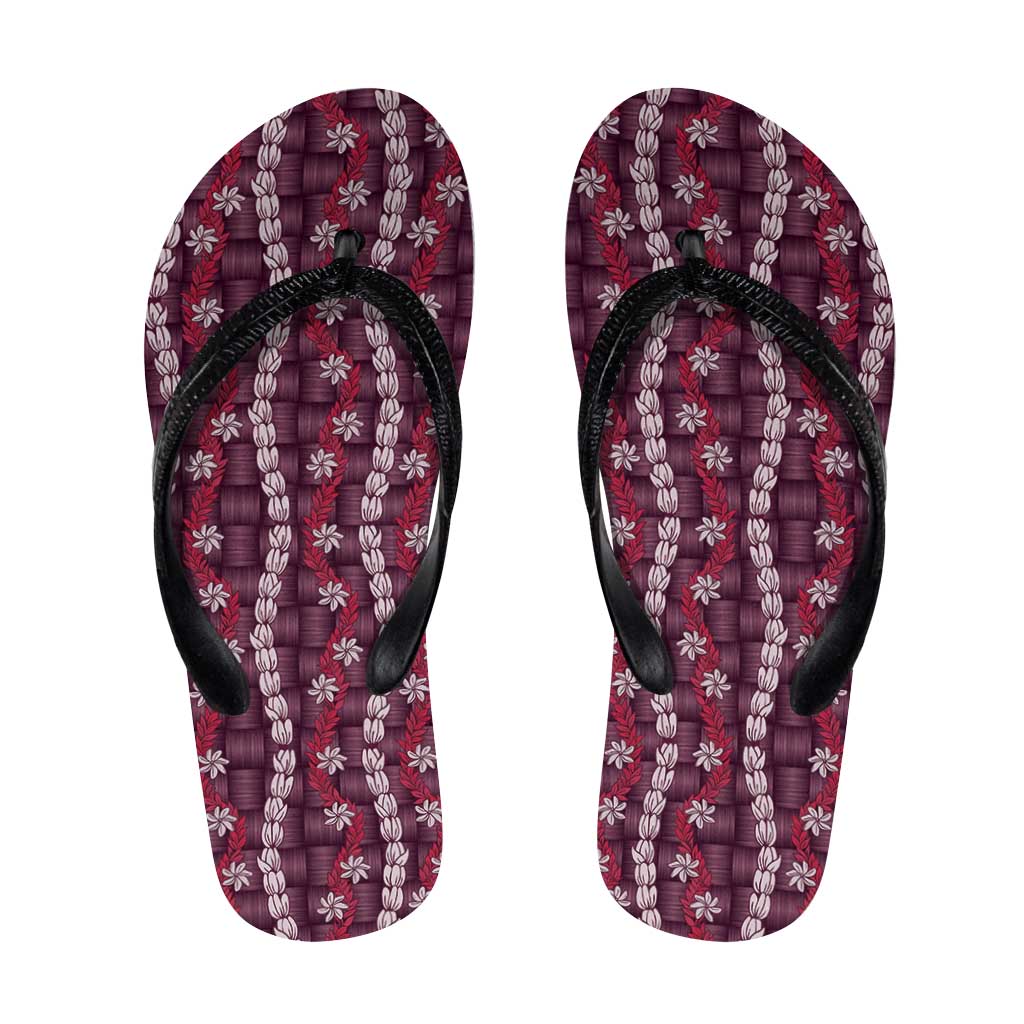 Pikake Maile Tiare Lei Flip Flops Akala Lauhala Pattern LT01 Pink - Polynesian Pride