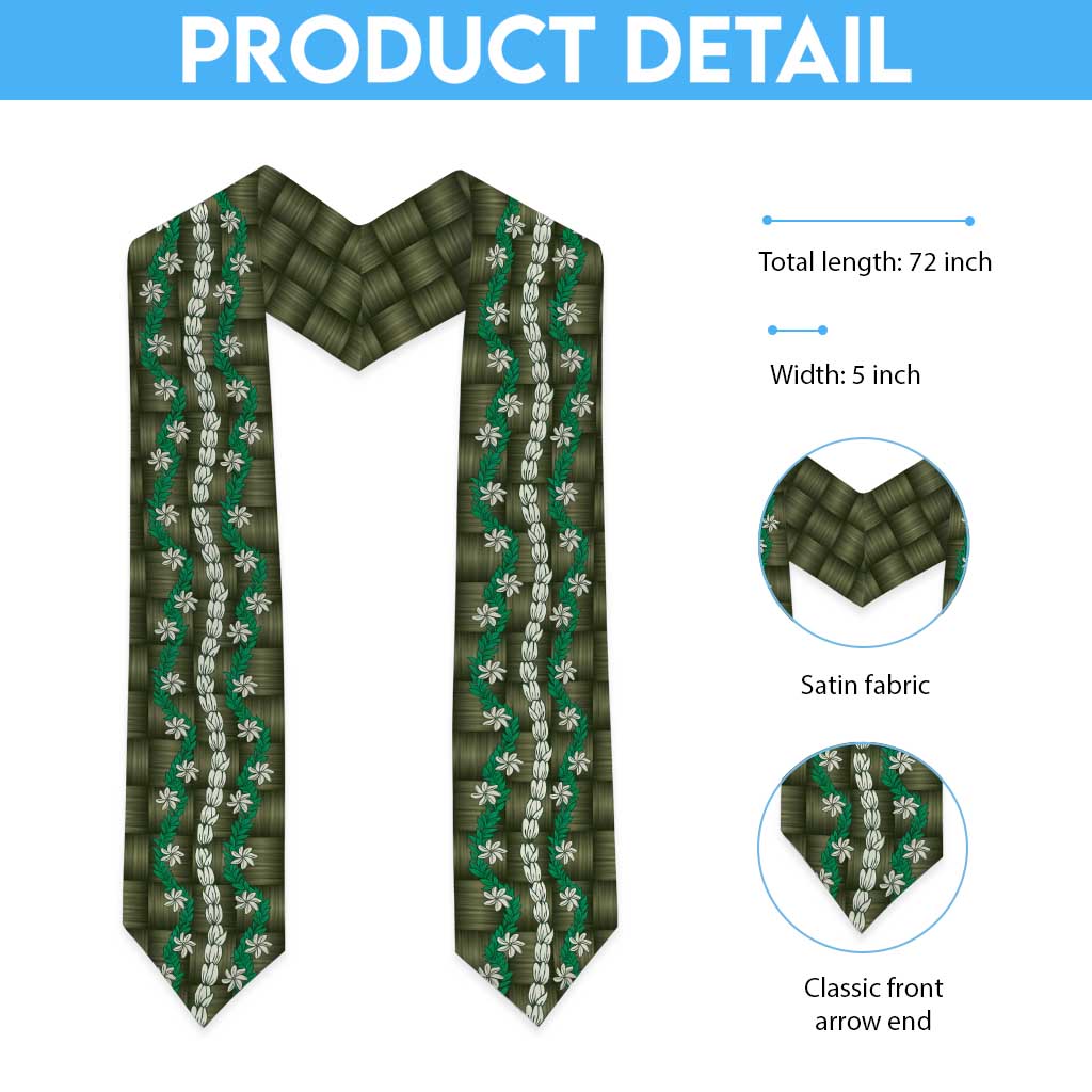Pikake Maile Tiare Lei Graduation Stole Omaomao Lauhala Pattern