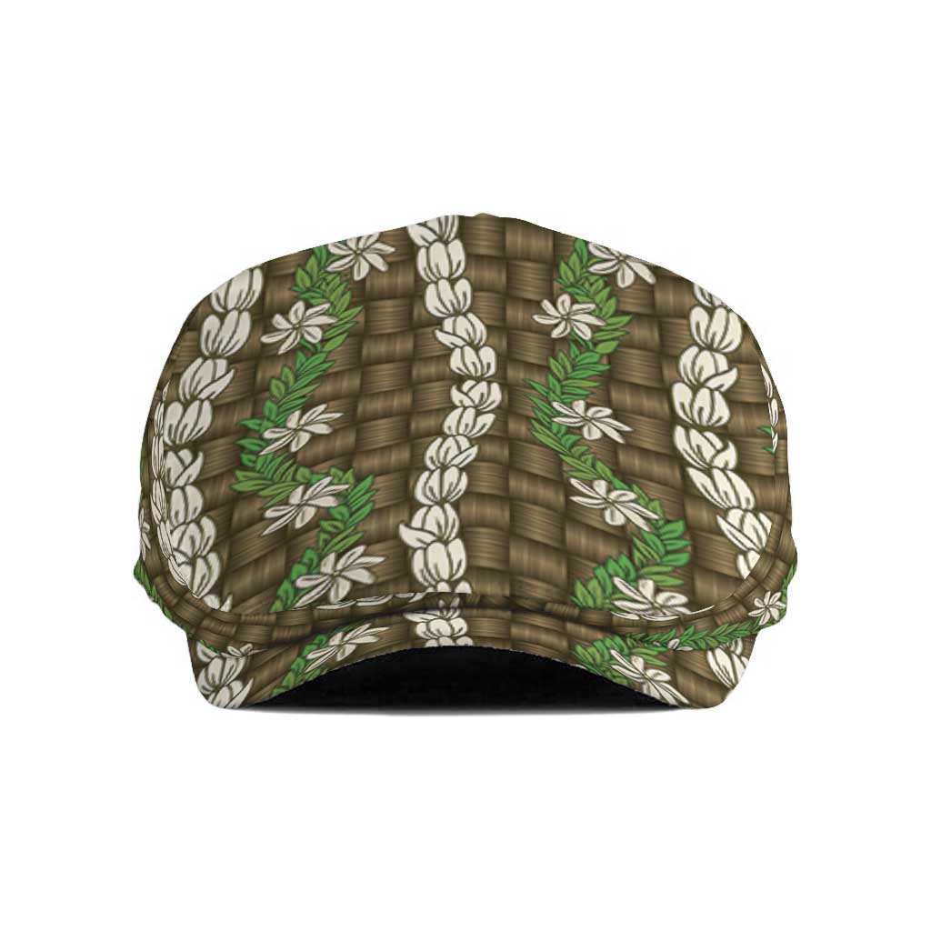 Pikake Maile Tiare Lei Jeff Hat Natural Lauhala Pattern LT01 Brown - Polynesian Pride
