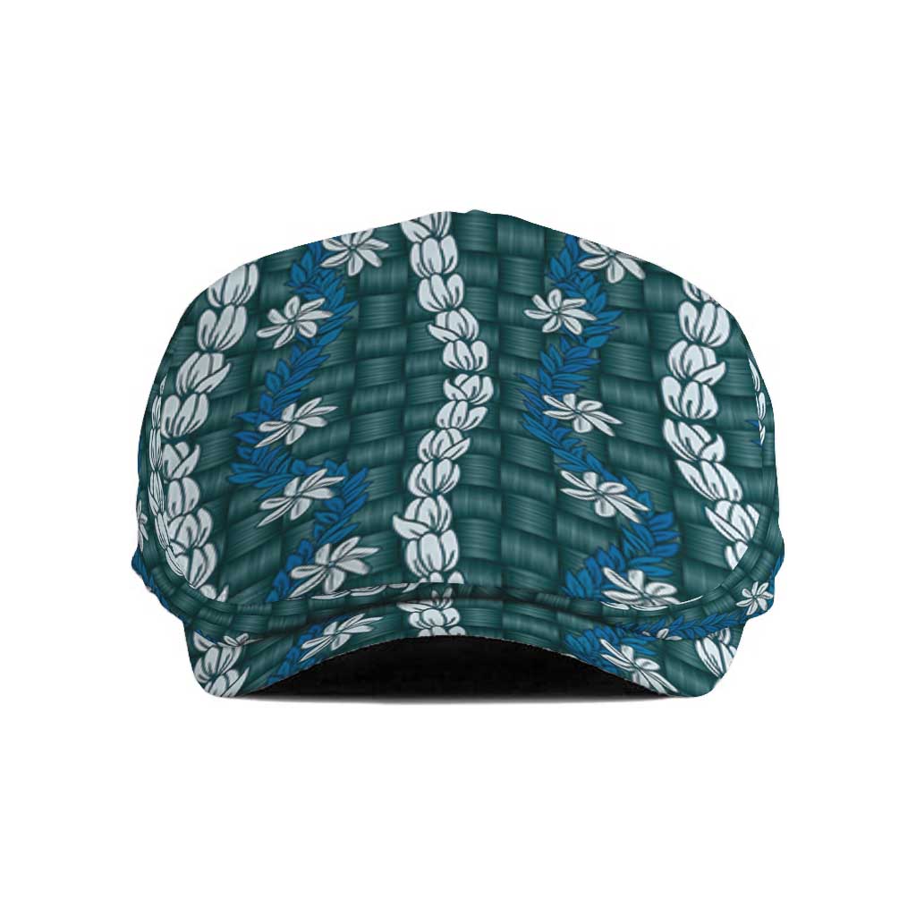 Pikake Maile Tiare Lei Jeff Hat Polu Lauhala Pattern LT01 Blue - Polynesian Pride