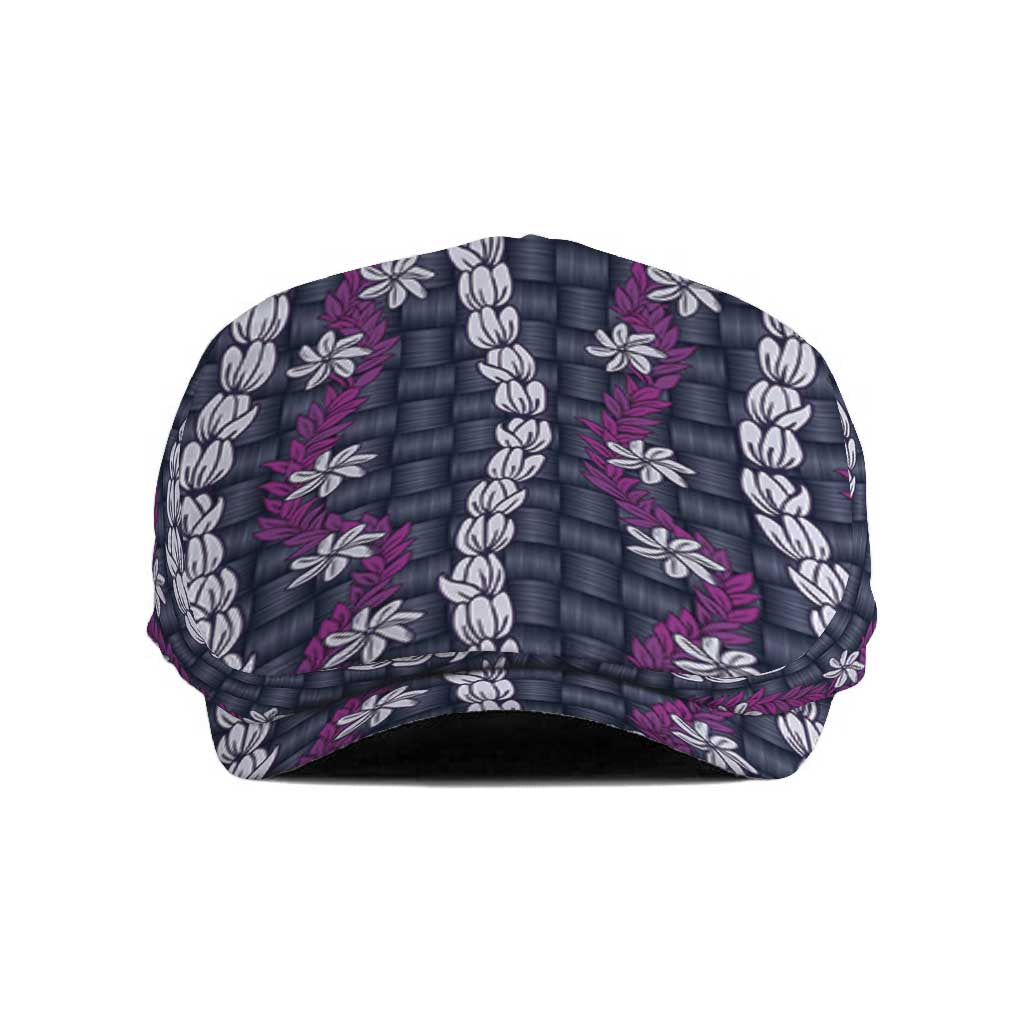 Pikake Maile Tiare Lei Jeff Hat Poni Lauhala Pattern LT01 Purple - Polynesian Pride