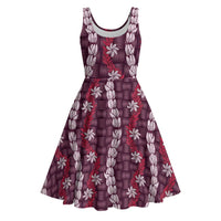Pikake Maile Tiare Lei Midi Dress Akala Lauhala Pattern