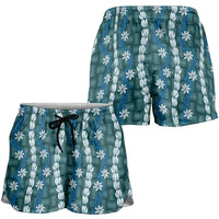 Pikake Maile Tiare Lei Shorts for Women Polu Lauhala Pattern