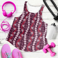 Pikake Maile Tiare Lei Women Racerback Tank Akala Lauhala Pattern