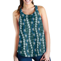 Pikake Maile Tiare Lei Women Racerback Tank Polu Lauhala Pattern