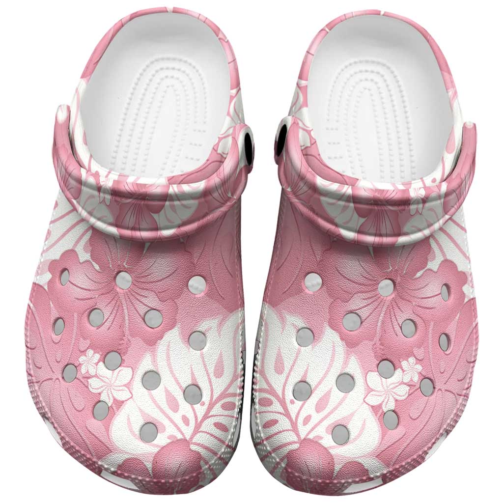 Pink Aloha Hawaii Clogs Shoes Monstera Hibiscus Plumeria Seamless Vibes - Polynesian Pride