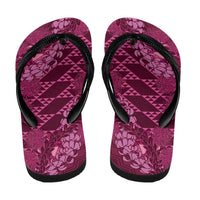 Pink Aloha Hawaii Flip Flops Hawaiian Kakau Ohia Lehua Lei LT14 - Polynesian Pride