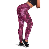 Pink Aloha Hawaii Leggings Hawaiian Kakau Ohia Lehua Lei - Polynesian Pride