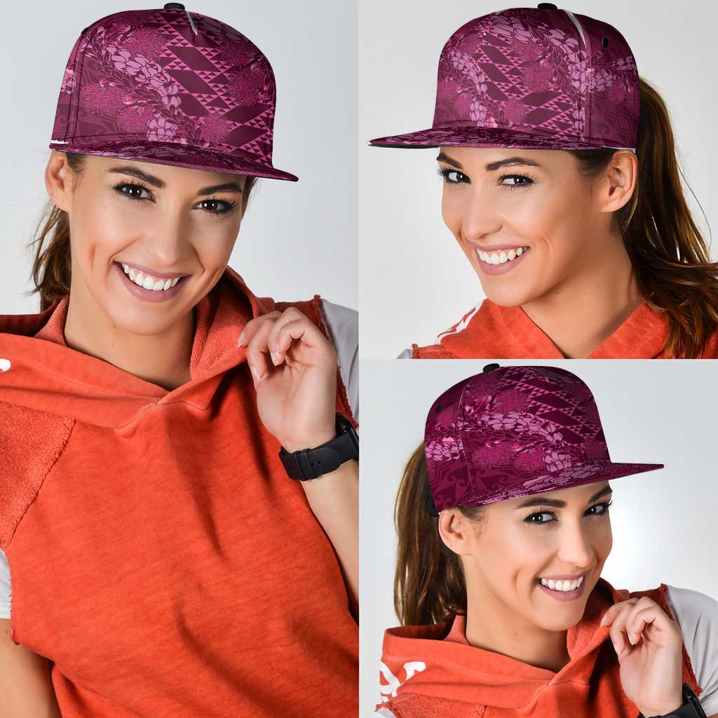 Pink Aloha Hawaii Snapback Cap Hawaiian Kakau Ohia Lehua Lei - Polynesian Pride