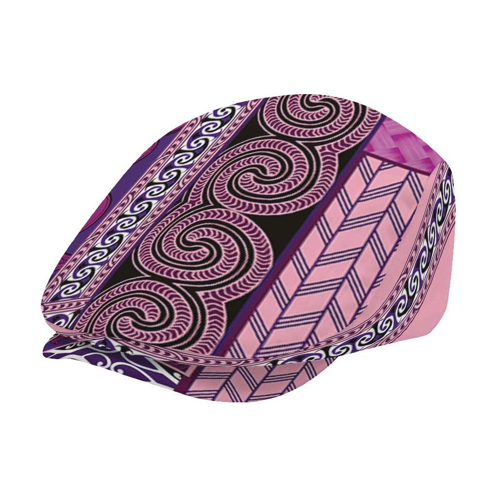 Pink Aotearoa Kowhaiwhai Pattern Jeff Hat NZ Maori Quilt Style - Polynesian Pride