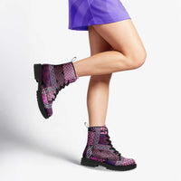 Pink Aotearoa Kowhaiwhai Pattern Leather Boots NZ Maori Quilt Style LT14 - Polynesian Pride