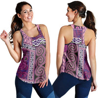 Pink Aotearoa Kowhaiwhai Pattern Women Racerback Tank NZ Maori Quilt Style LT14 - Polynesian Pride
