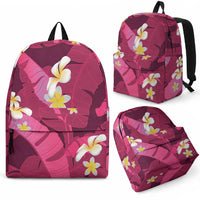 Pink Banana Leaf Hawaii Backpack Lau Maia Plumeria Tropical Summer Vibes