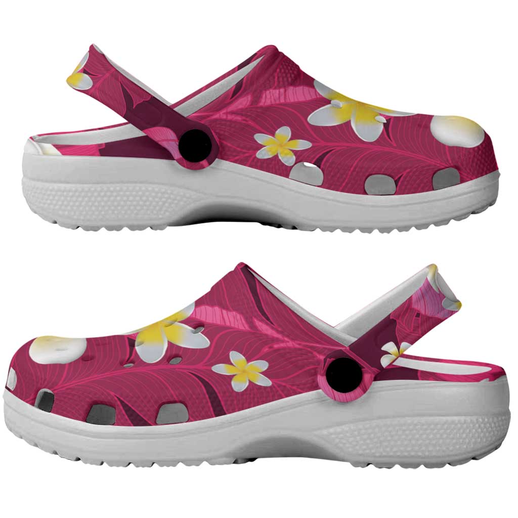 Pink Banana Leaf Hawaii Clogs Shoes Lau Maia Plumeria Tropical Summer Vibes LT14 - Polynesian Pride