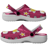Pink Banana Leaf Hawaii Clogs Shoes Lau Maia Plumeria Tropical Summer Vibes LT14 - Polynesian Pride